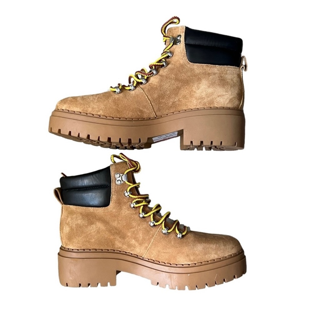 MARC FISHER Nairy Lace-Up Genuine Shearling Lug Sole Bootie New size 9